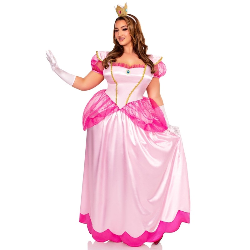 Classic Pink Princess Plus Size Costume for Adults, Pink Dress and Headband 1X/2X