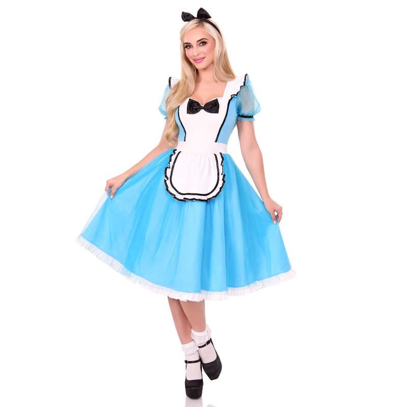 Cute Alice Costume for Adults, Blue Dress and Headband S