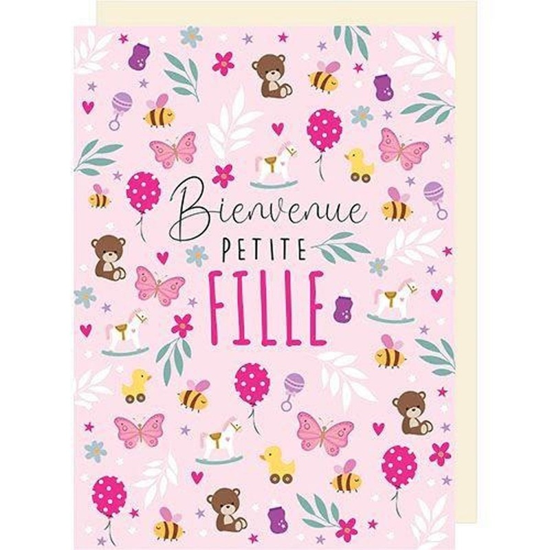 Giant Baby Shower Card, "Bienvenue petite fille", 1 Count