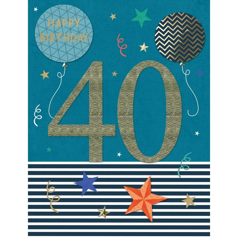 Giant Birthday Card, 40th Happy Birthday, 1 Count
