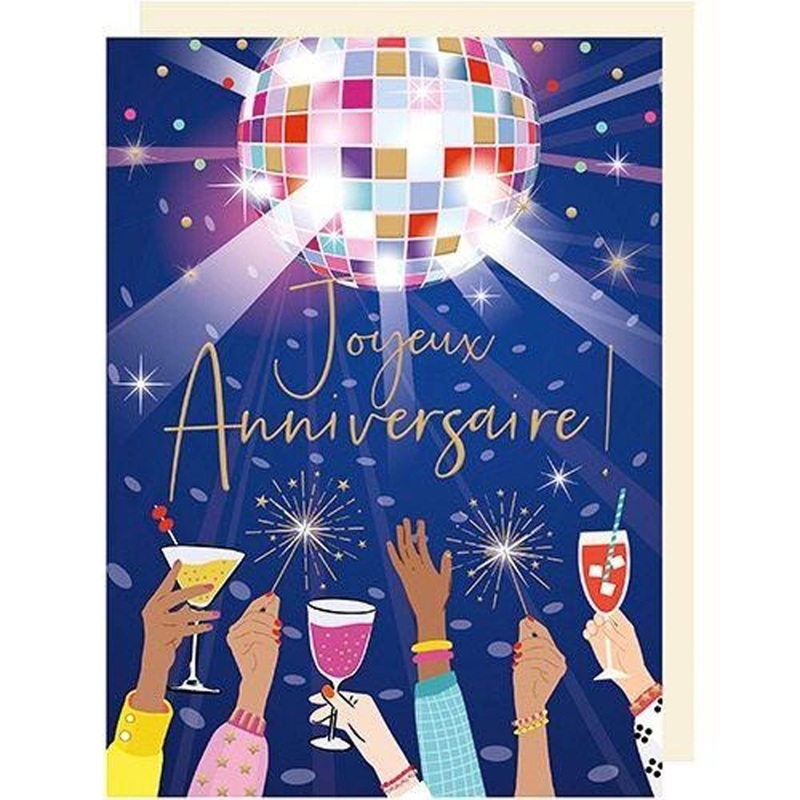 Giant Birthday Card, "Joyeux Anniversaire" Disco, 1 Count