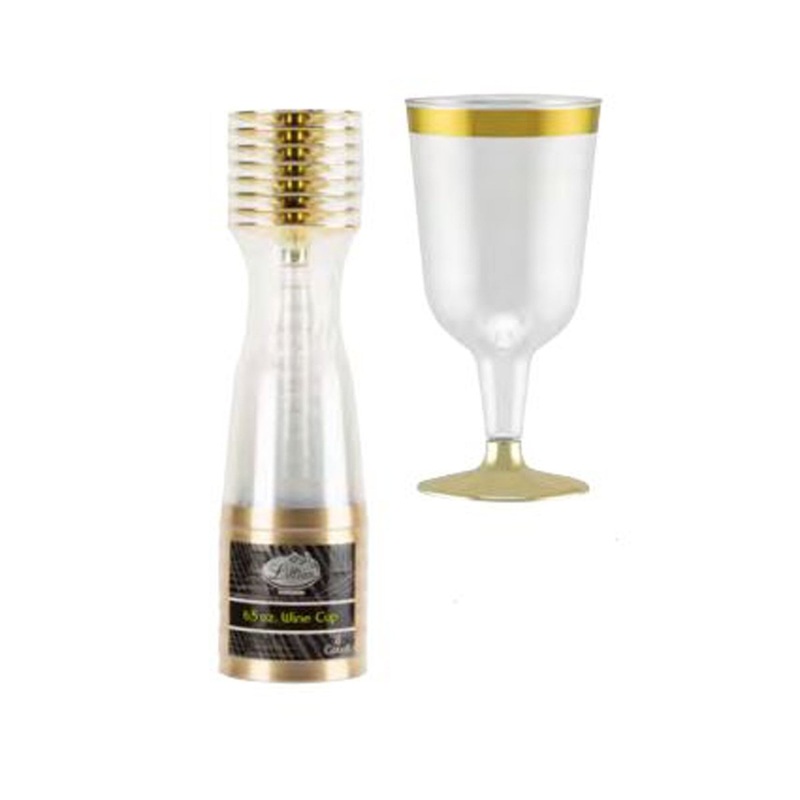 Gold Plastic Wine Cups, 6 Oz, 8 Count