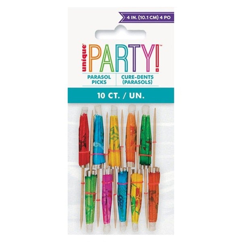 Multicolor Umbrella Picks, 4 Inches, 10 Count