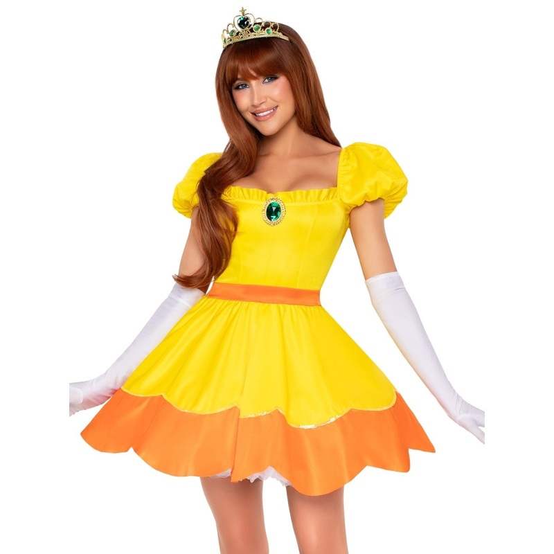 Sunflower Princess Costume for Adults, Yellow Dress with Gloves and Crown XS