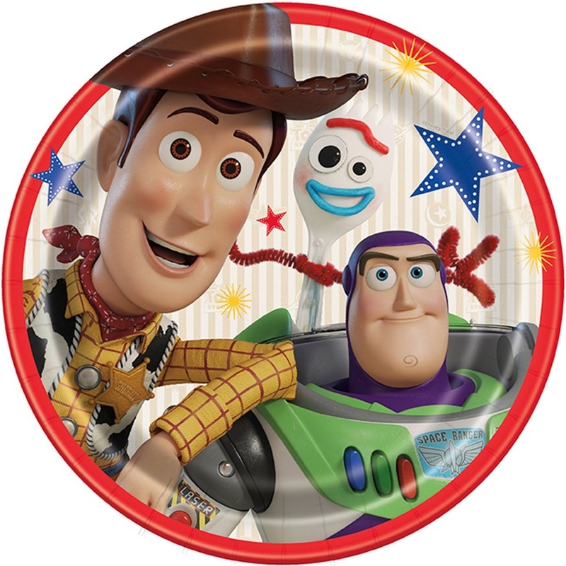 Toy Story Birthday Large Round Lunch Paper Plates, Disney, 9 Inches, 8 Count