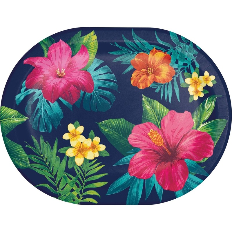 Tropic Time Large Oval Paper Platters, 8 Count