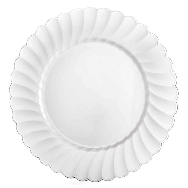 White Large Scalloped Lunch Plastic Plates, 10 Inches, 10 Count