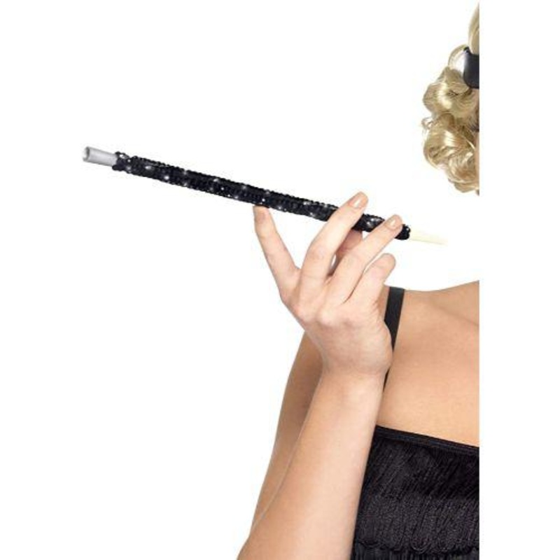 Black Sequinned Cigarette Holder - Women