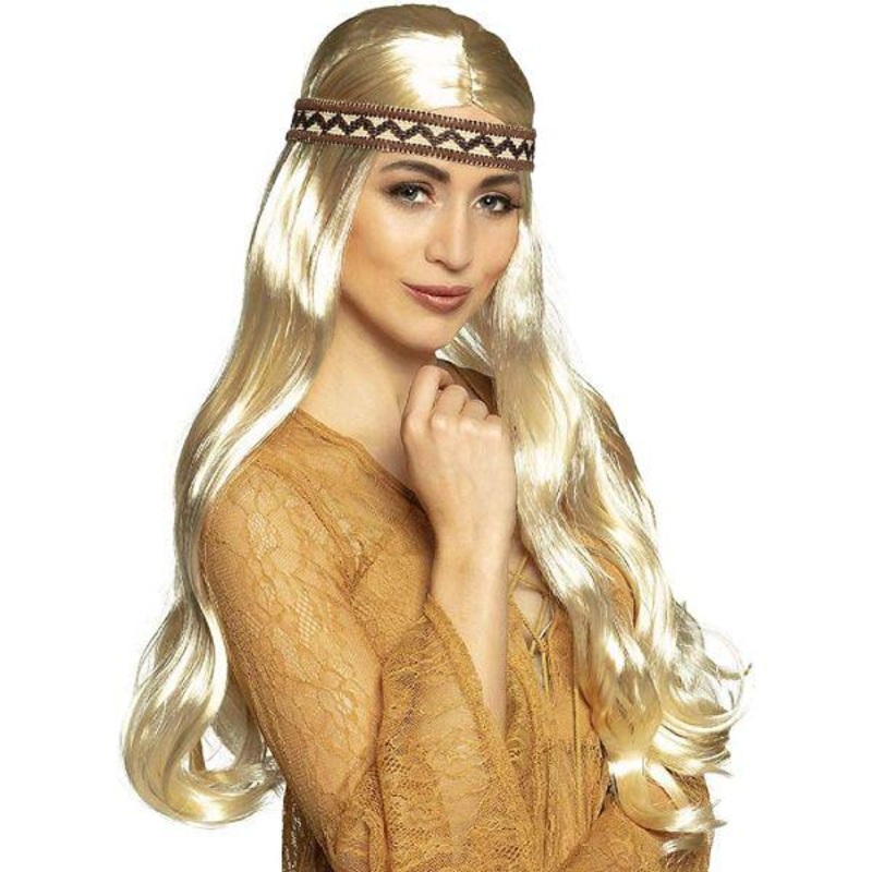 Blonde Wig with Hippie Band - Adult