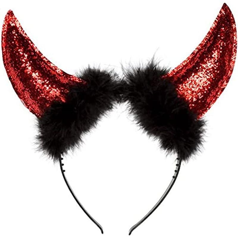 Devil Glitter Horns on a Headband