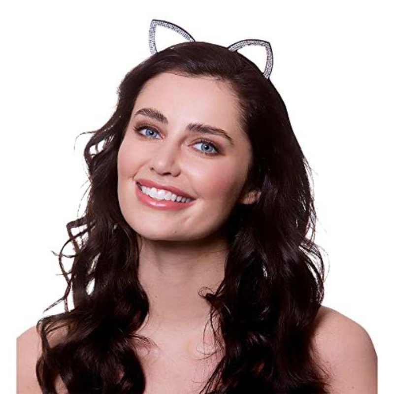Diamante Cat Ears on a Headband - Adult