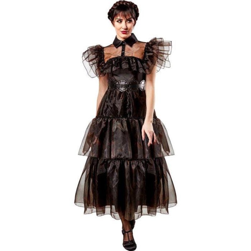 Wednesday Addams Netflix Rave n Dress Costume - Womens UK 10-12