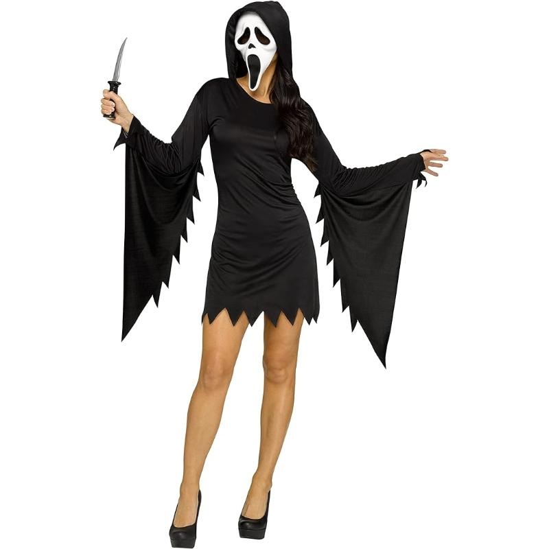 Ghost Face Scream Glamour Costume - Women UK 2-8