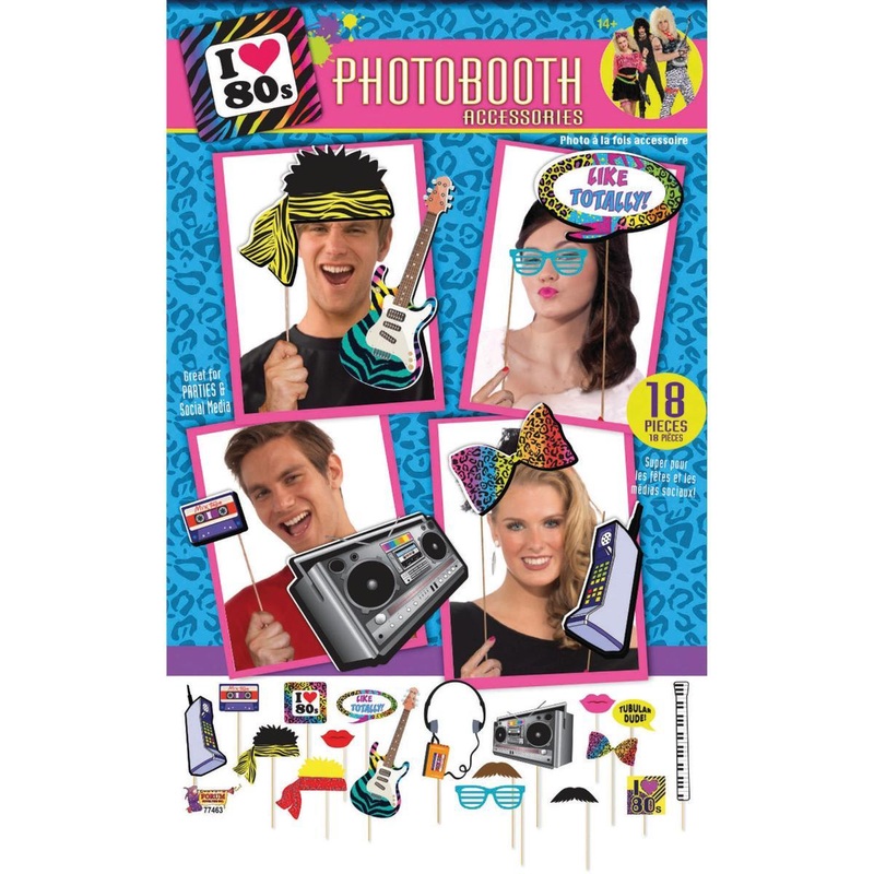 80s Photobooth Kit (18 Piece) - Party Decoration