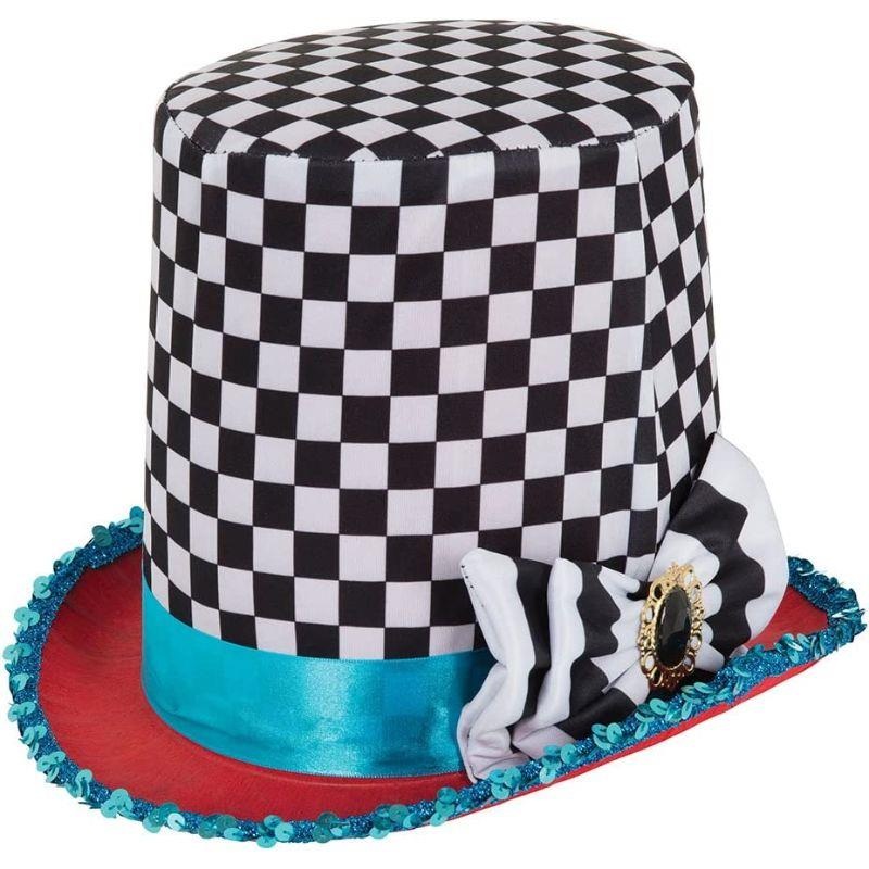 Stovepipe Mad Hatter Chequered Hat - Adult