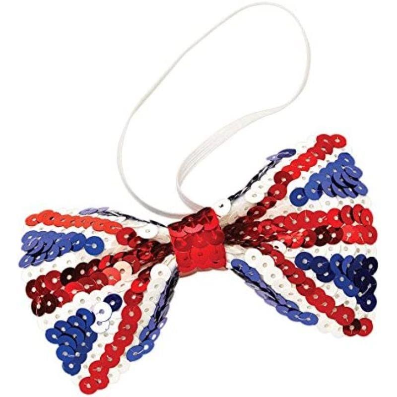 Union Jack Sequin Bow Tie - Adult