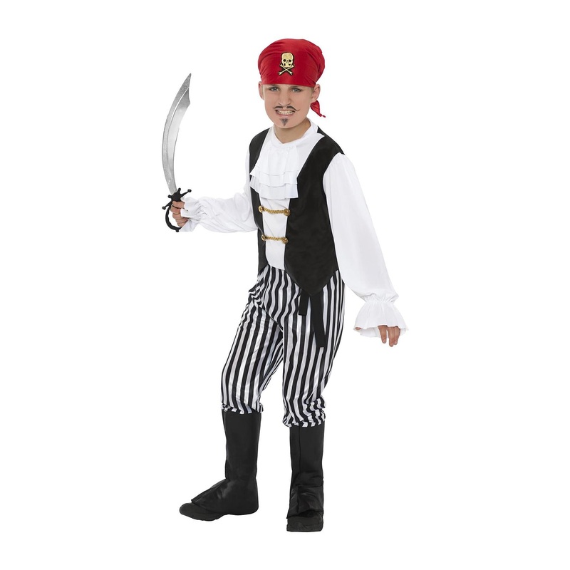 Black & White Pirate Boy Costume - Boys Age 7-9