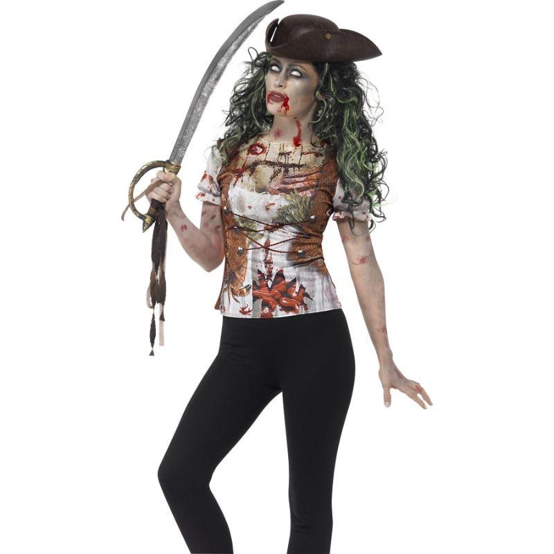 Zombie Pirate Wench T-shirt Costume - Women UK 8-10