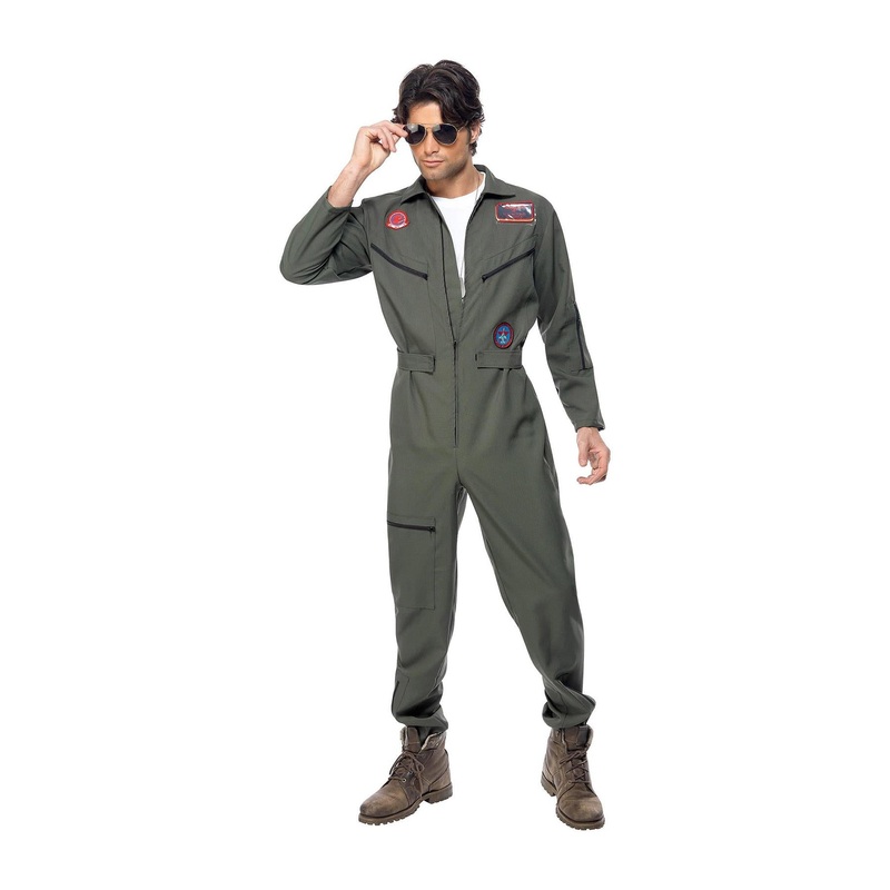 Green Top Gun Pilot Costume - Men 38-40" Chest