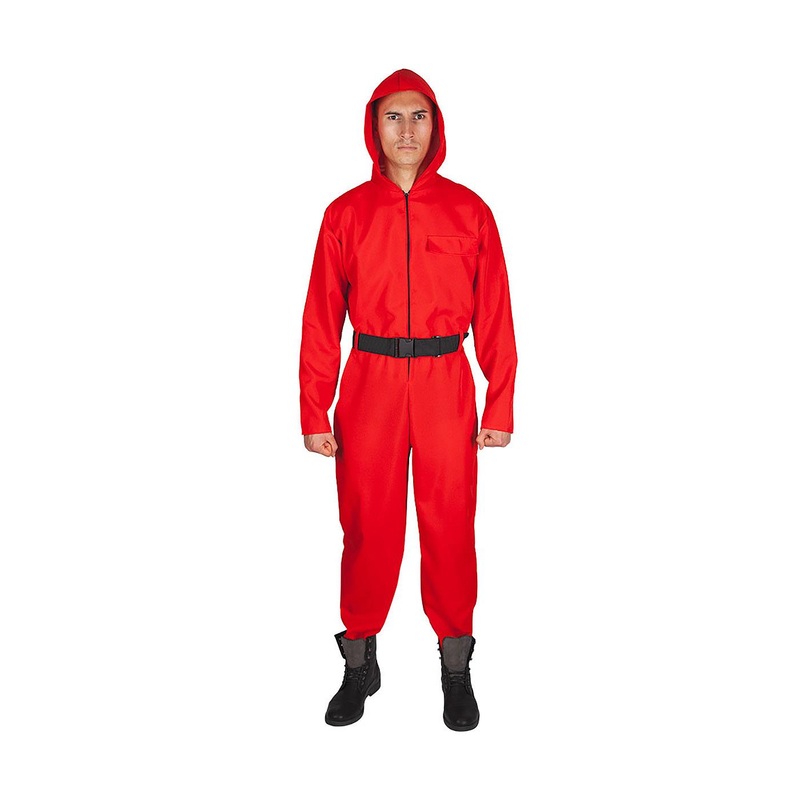 Hooded Jumpsuit with Belt Costume (Red) - Men 34" Chest