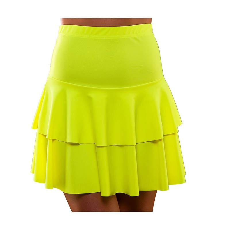 80s Ra Ra Skirt (Neon Yellow) - Women UK 6-10