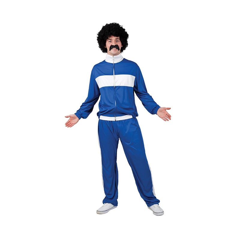 80s Retro Trackie Costume (Blue) - Men 44" Chest