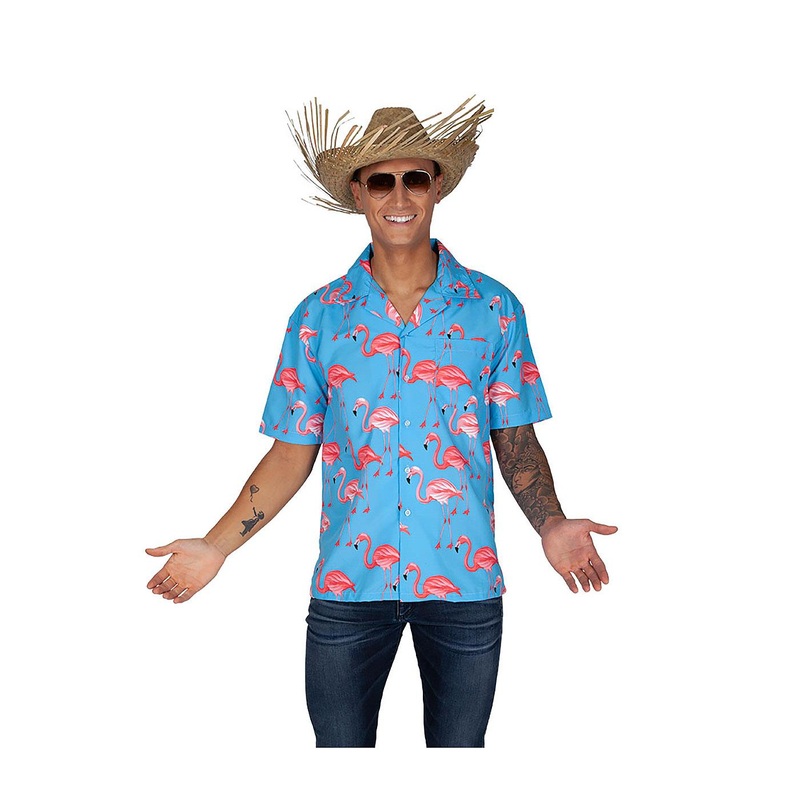Hawaiian Shirt (Pink Flamingos) - Men 37" Chest