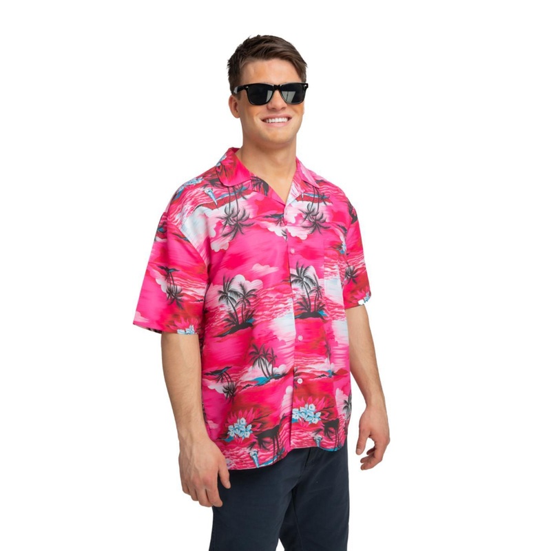 Hawaiian Shirt (Pink Palm Trees) - Men 37" Chest