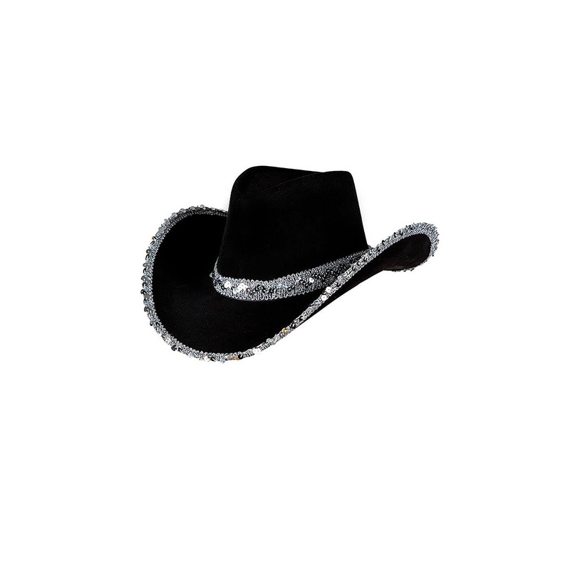 Sequin Texan Cowboy Hat (Black) - Adult
