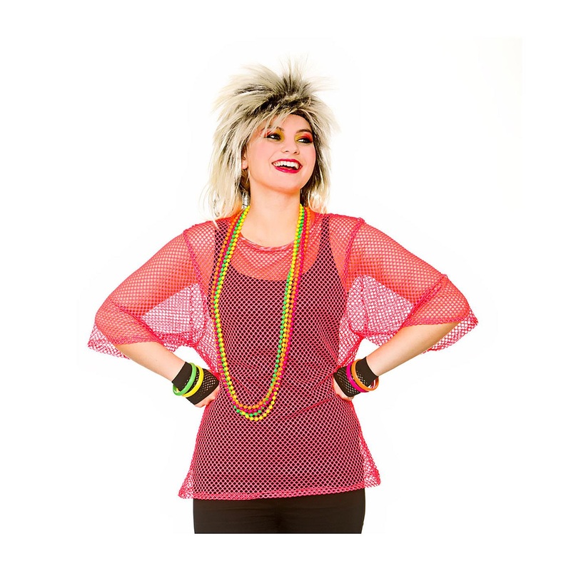Short Sleeved Mesh Top (Neon Pink) - Women UK 6-10