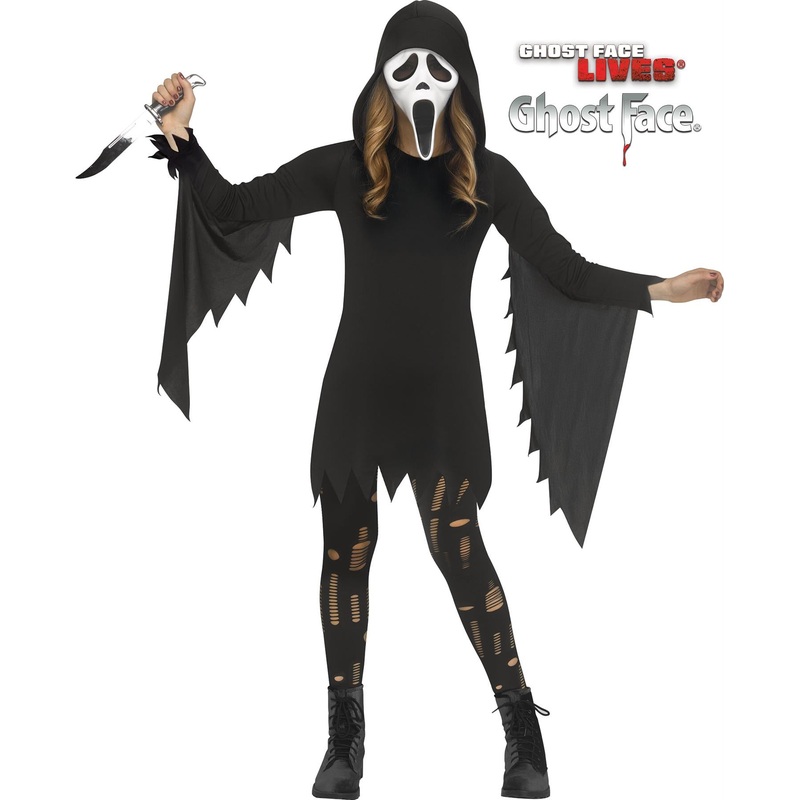 Ghost Face Glamour Costume - Girls Age 8-10