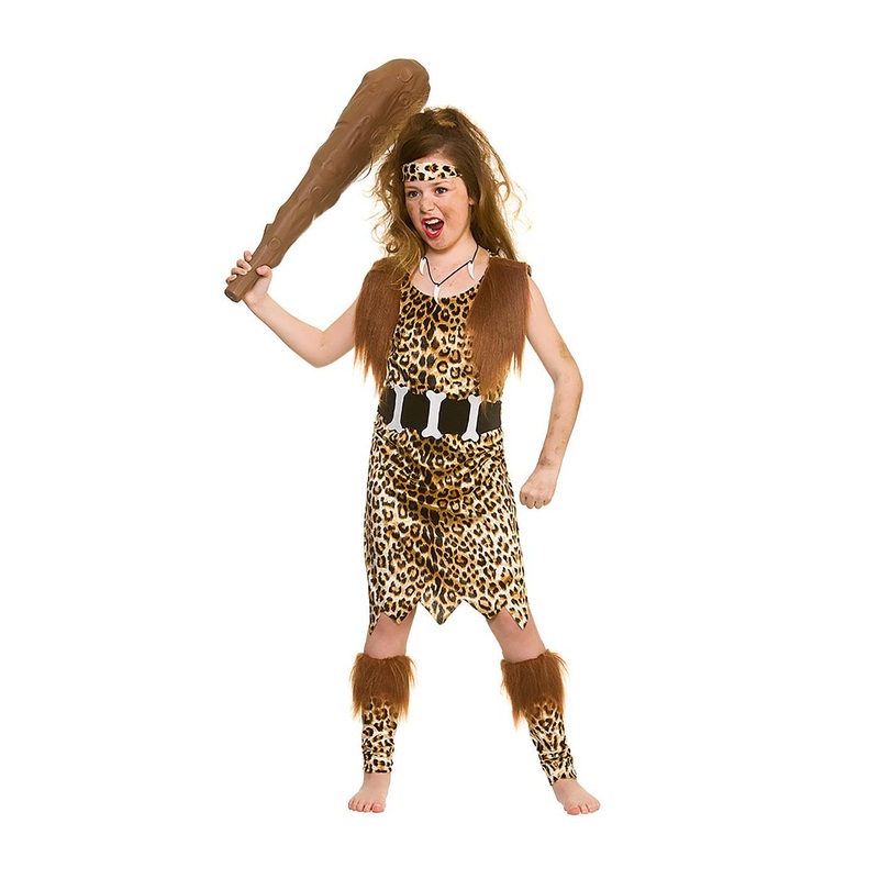 Stone Age Cave Girl Costume - Girls Age 5-7