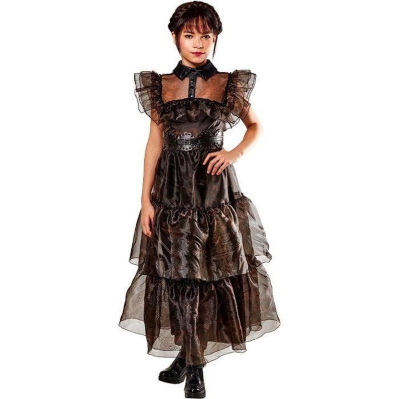 Wednesday Addams Netflix Rave n Dress Costume - Girls Age 9-10