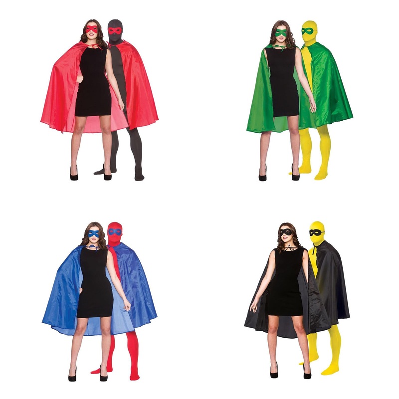 Super Hero Cape & Mask - Adult Black