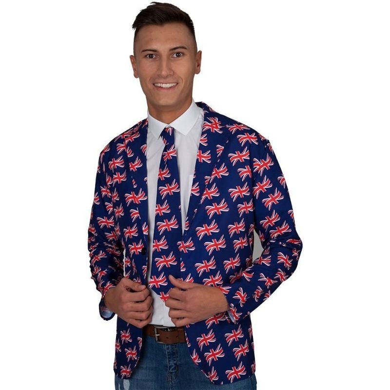 Wicked Costumes Great Britain Union Jack Men's Jacket & Tie Set Medium