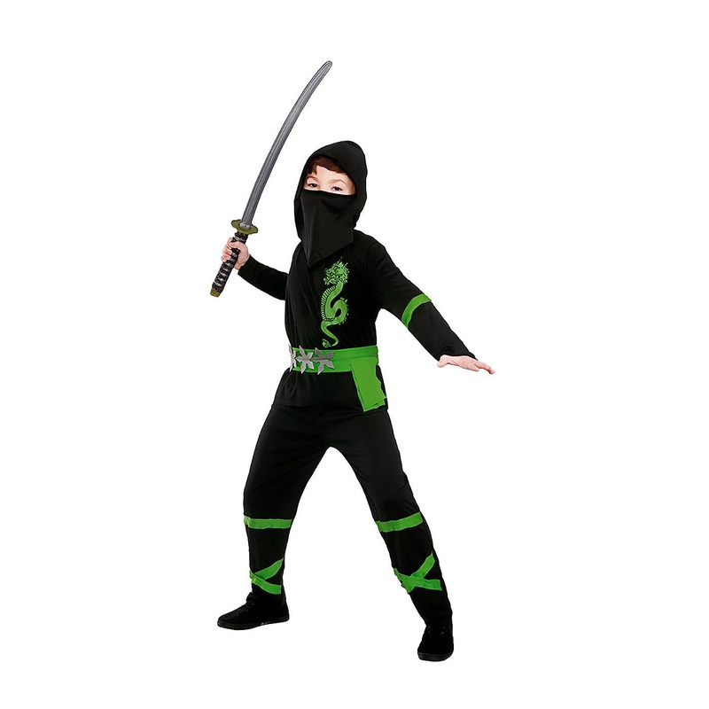 Power Ninja Costume (Black & Green) - Child Age 3-4