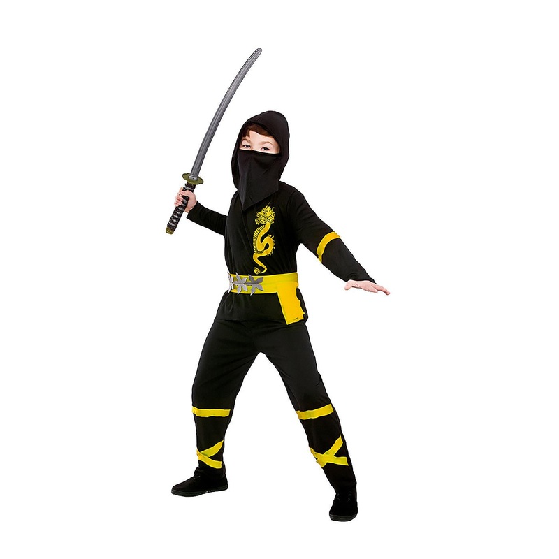 Power Ninja Costume (Black & Yellow) - Child Age 3-4