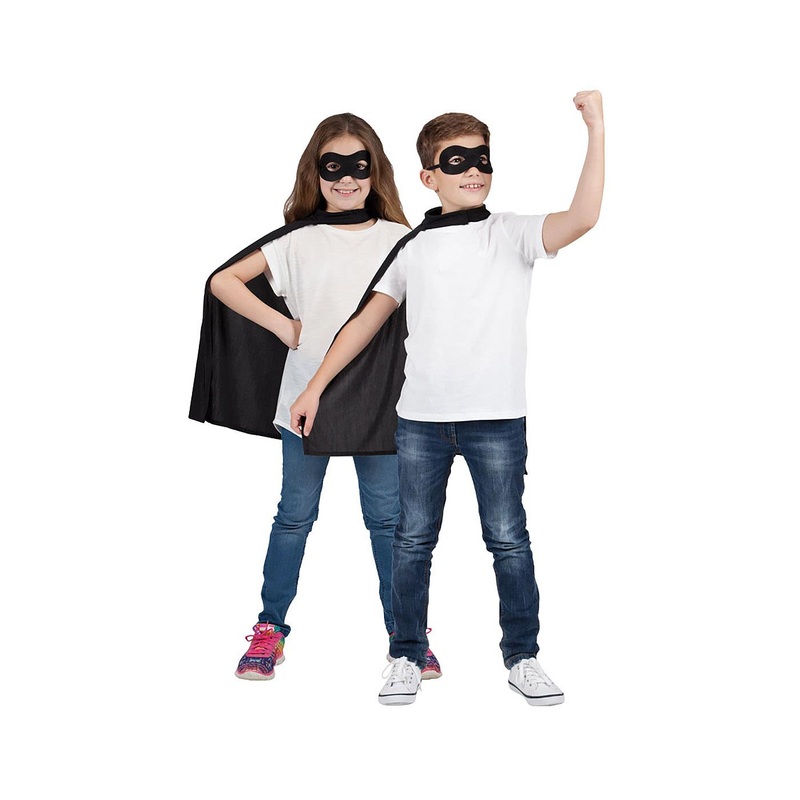Super Hero Cape & Mask (Black) - Child