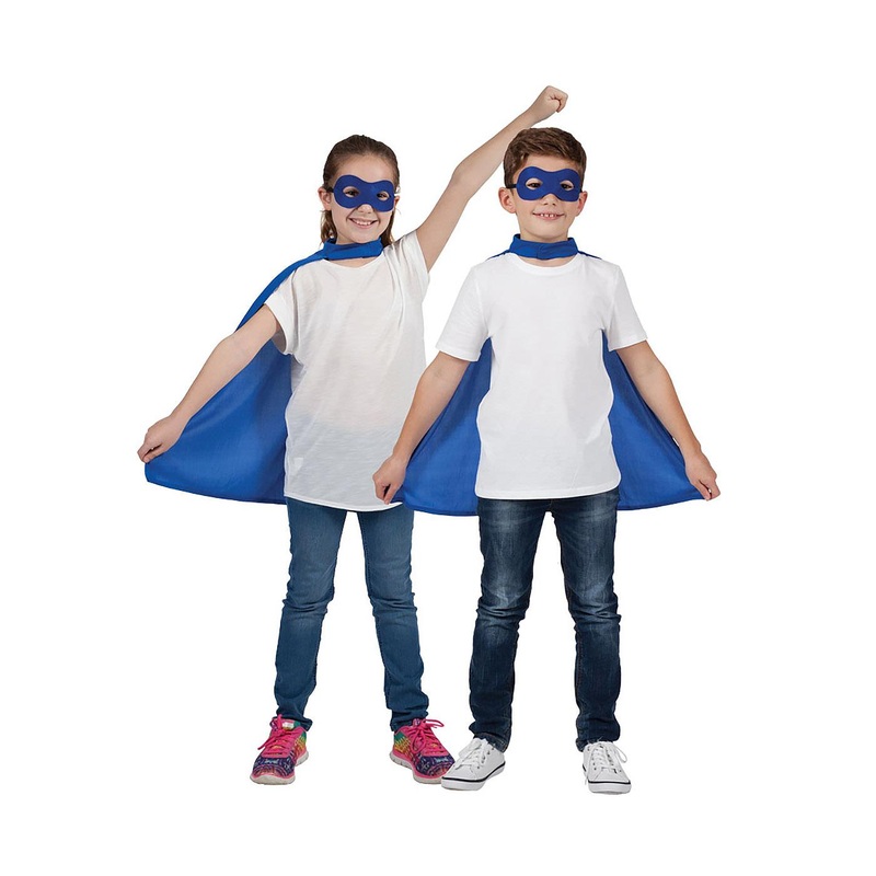 Super Hero Cape & Mask (Blue) - Child