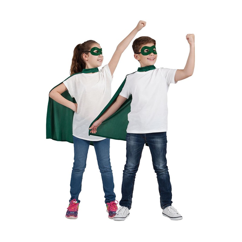 Super Hero Cape & Mask (Green) - Child