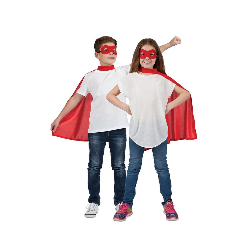 Super Hero Cape & Mask (Red) - Child