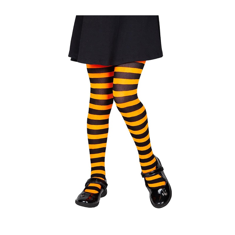 Tights (Orange & Black Stripe) - Child Age 4-6