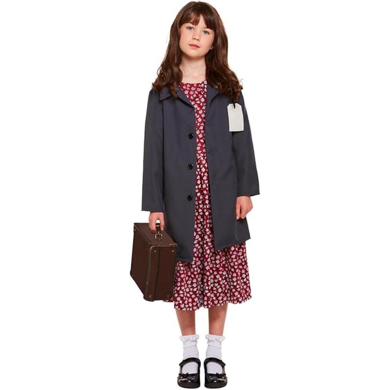 World War II Girl Costume with Jacket - Girls Age 7-9