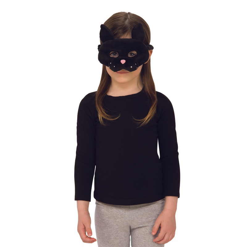 Childs Black Cat Plush Costume Mask Child One Size