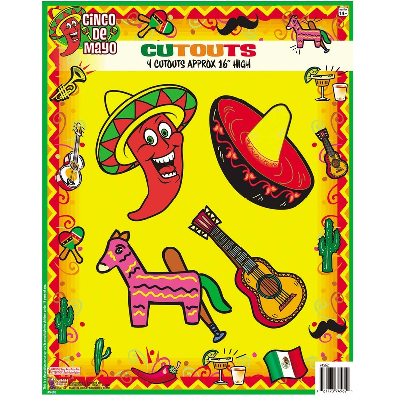 Cinco De Mayo 4 Piece Decorative Cutouts 16 Inches
