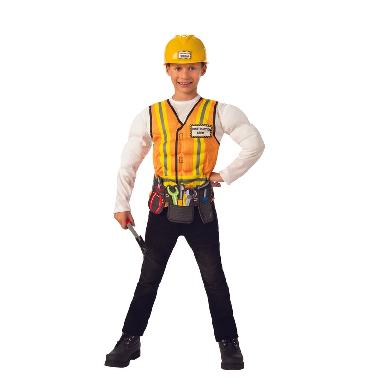 Construction Worker Boys Child Muscle Costume Child Medium