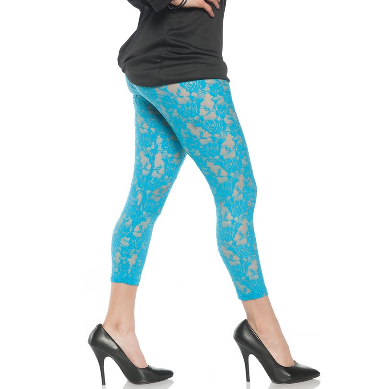 Lace Neon Blue Womens Adult Leggings M