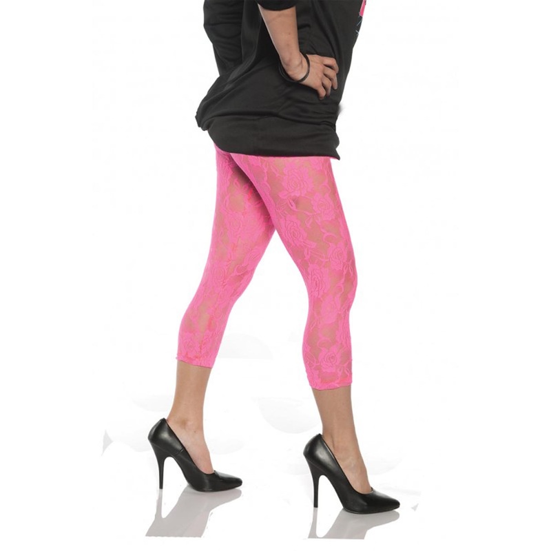 Lace Neon Pink Womens Adult Leggings XL