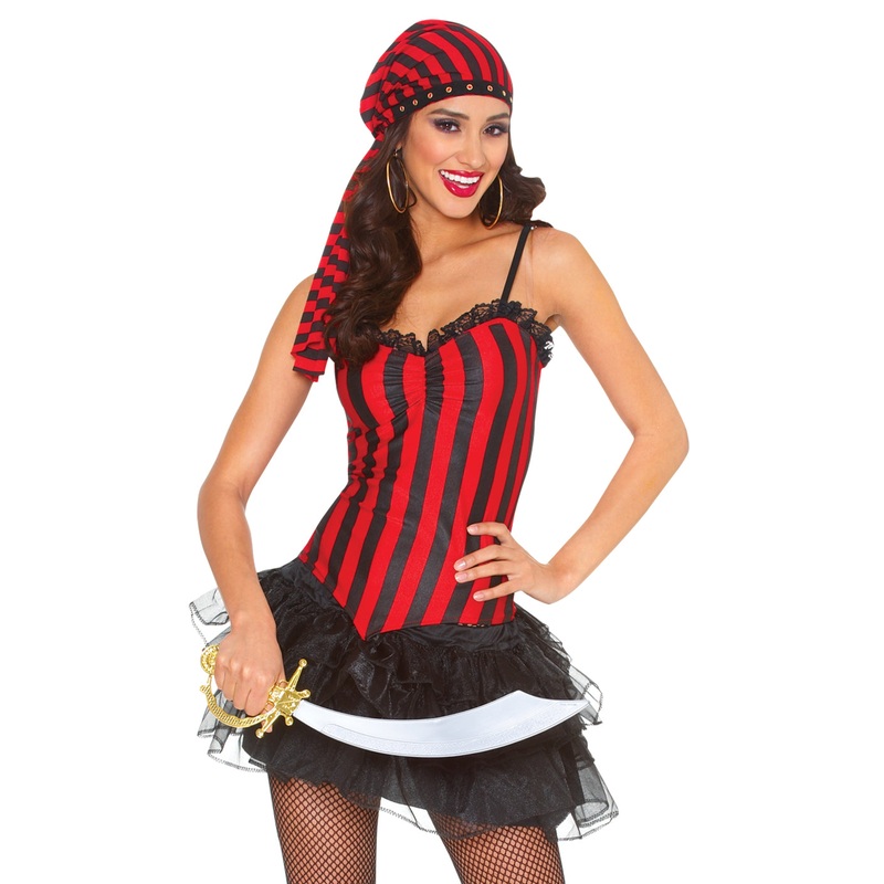 Striped Red & Black Corset Shirt S/M
