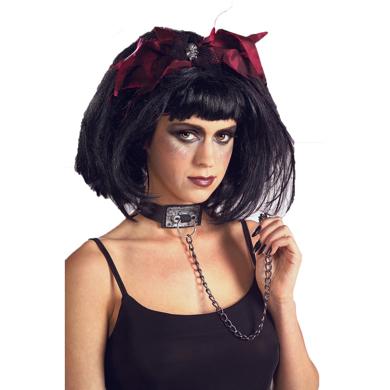Vinyl Gothic Costume Choker With Chain Adult One Size